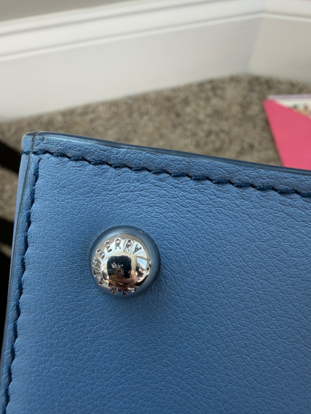 Strathberry Nano Tote Blue Leather Crossbody Satchel w/ Dust Bag & Strap - Picture 3 of 6